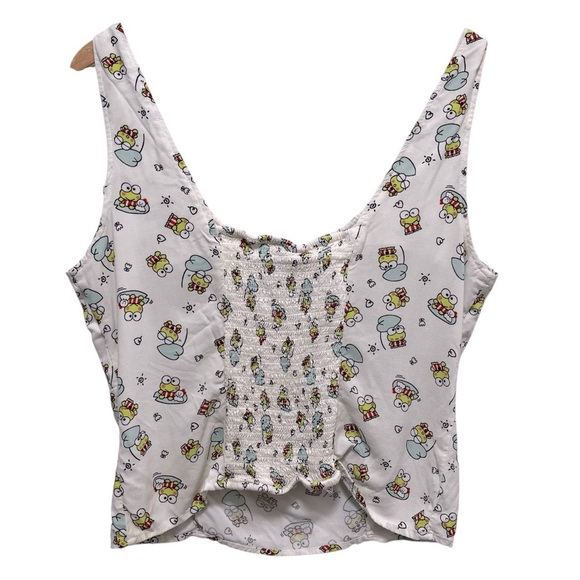 KEROPI By Sanrio Milkmaid Blouse Top Smocked Back In Cream Size XL - Picture 2 of 8